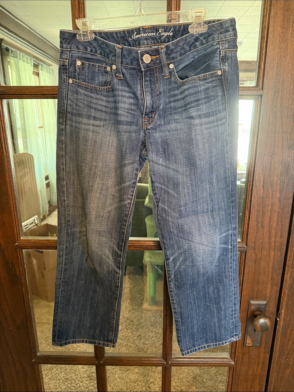 American Eagle Boy Fit Jeans Womens 6 Regular Medium Wash‎ Straight Leg Denim
